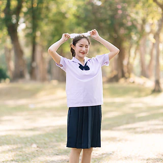เสื้อนักเรียน คอปกทหารเรือ เสื้อนักเรียนหญิง ม.ต้น อก 30-54 นิ้ว ✅ฟรี ปักชื่อ✅