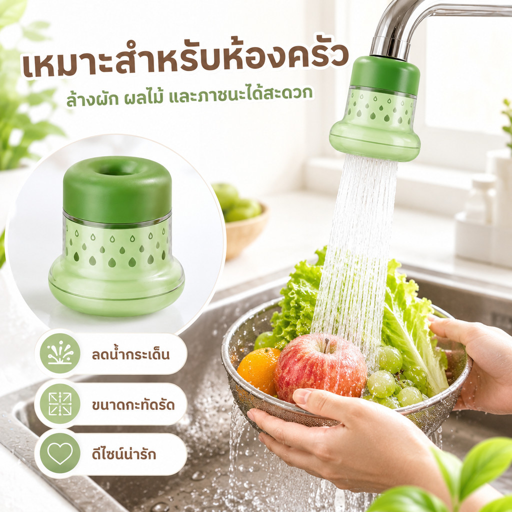 ตัวกรองก๊อกน้ำ หัวกรองก๊อกน้ำ ใช้งานง่าย ที่กรองน้ำ กันน้ำกระเด็น หัวต่อกรองน้ำ อเนกประสงค์ สำหรับห้องครัว