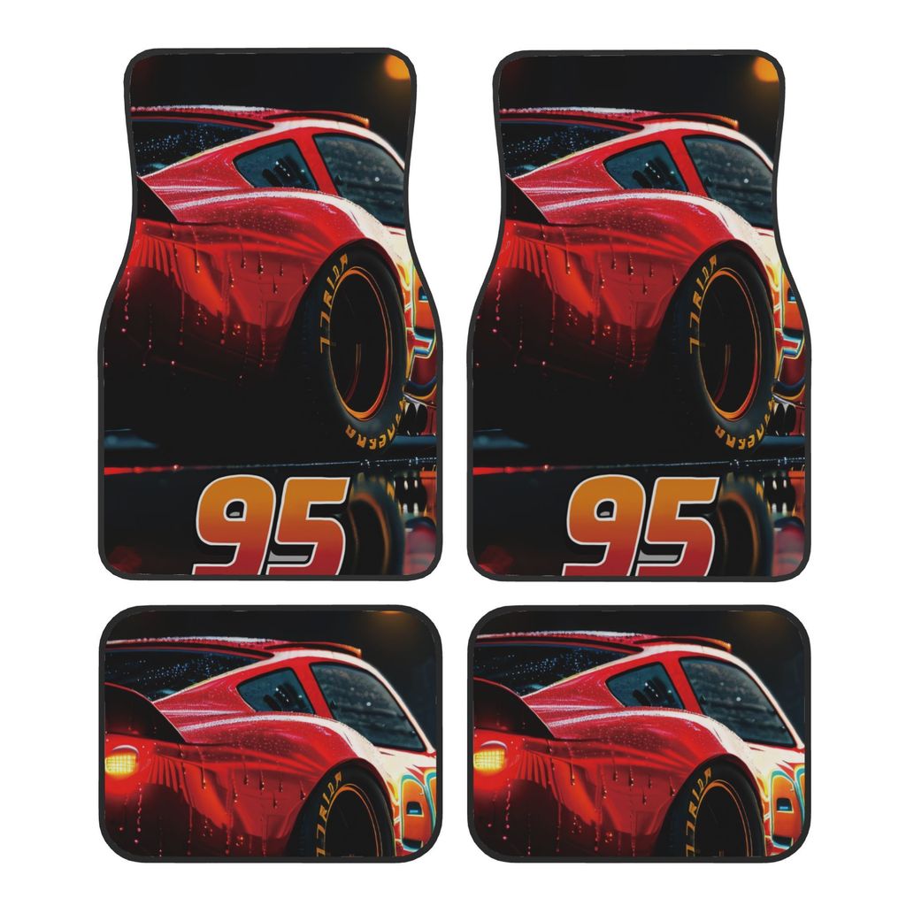 ชุดสี่ชิ้น Lightning McQueen-ธีมเรื่องราวในรถยนต์, เหมาะสําหรับรถยนต์, รถบรรทุก, ดีไซน์ทนทาน SUV พร้