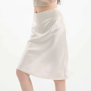 Hermarou S-6XL กระโปรงสั้นผู้หญิง เอ-ไลน์ เอวสูง กระโปรงหางปลา ผ้าบาง การออกแบบซิปด้านข้าง