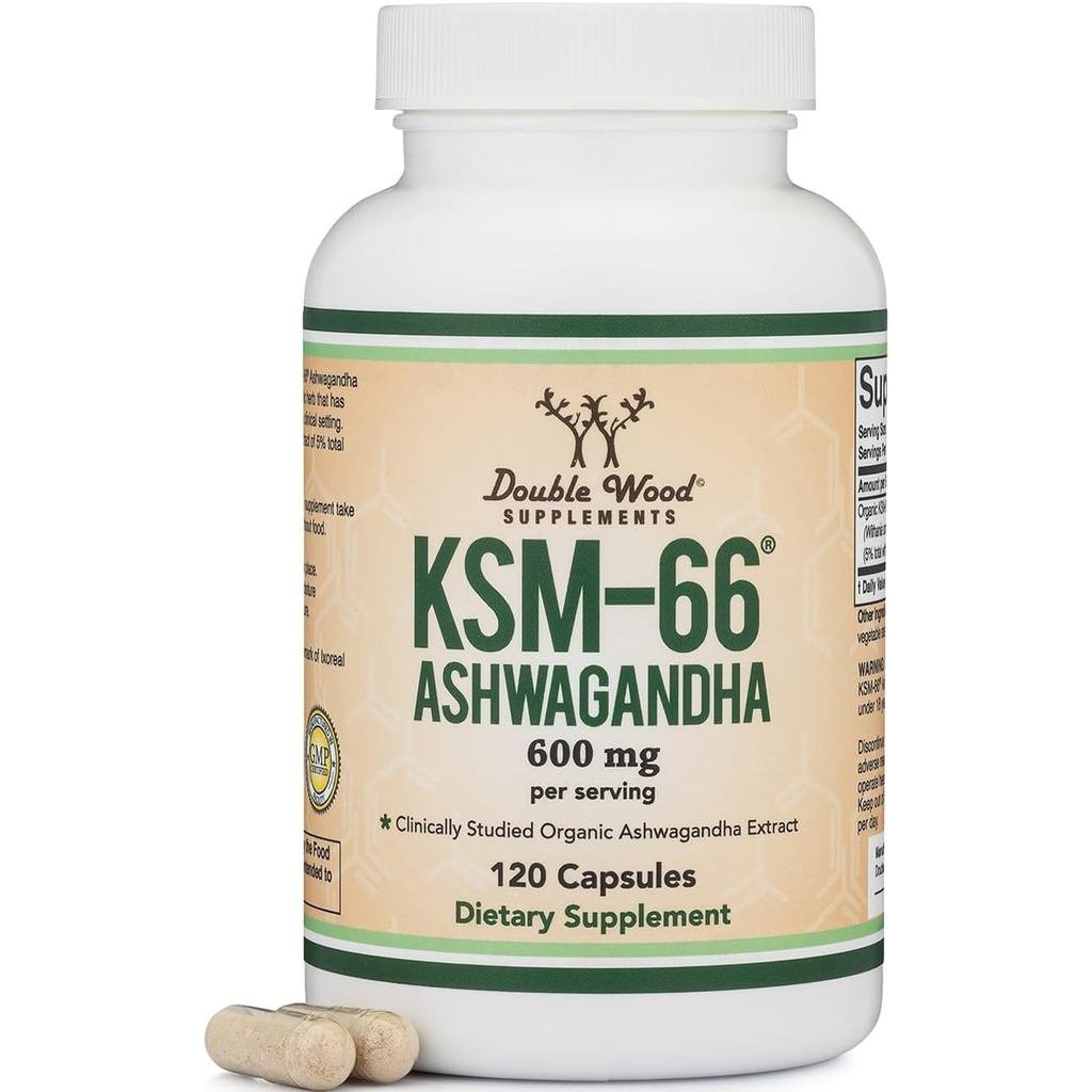 DoubleWoodsAshwagandhaK66OrganicandClinicallyStuedExtract(600mgPerviing,120Caps,60Servings)AdaptoCor