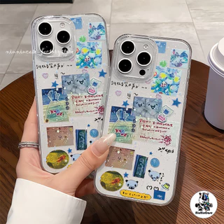 เคส For iPhone 16 เคสใสแบบแวววาว โลกใต้ทะเล การ์ตูนสีสันสดใสน่ารัก For iPhone15 14 13 12 11 Pro max Plus XR เคสไอโฟน11