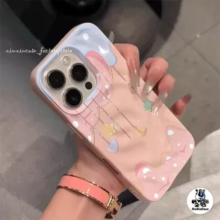 สำหรับ iPhone 13 16 11 15 17 14 12 Pro Max 15 14 16 7 8 Plus XR X XS Case สําหรับ เคสไอโฟน 17 15 INS ครีมดาวดวงจันทร์