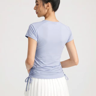 AirActive Leisure Casual Yoga Sports T-shirt Short Sleeves Zip And Side Drawstrings Moisture-wicking