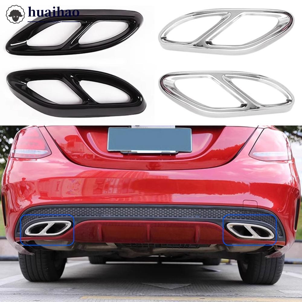 HUAIHAO 2 ชิ้นท่อไอเสียรถยนต์ท่อไอเสียท่อ 4 Outlet หางด้านหลัง Diffuser สําหรับ Mercedes Benz A/C/E/
