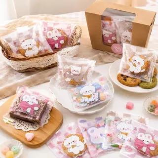 ถุงฝากาว 7×7+3 ซม. 100 ใบ/แพ็ค ถุงคุกกี้ ถุงเบเกอรี่ลายน่ารัก ถุงใส่ขนม ลูกอม ของชำร่วย DIY COD