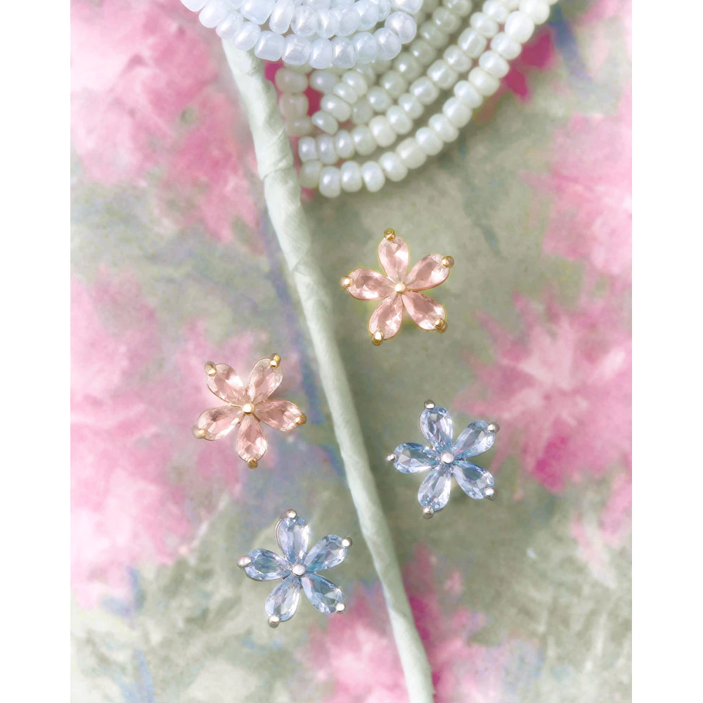 YVIS Charming Fleur Brass Stud Earrings - Posy Collection