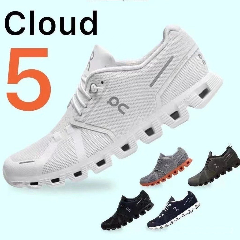 On Cloud 5 ฤดูใบไม้ผลิฤดูร้อนใหม่น้ําหนักเบาสบาย All-Weather Cushioning รองเท้าวิ่งลําลองสําหรับผู้ช