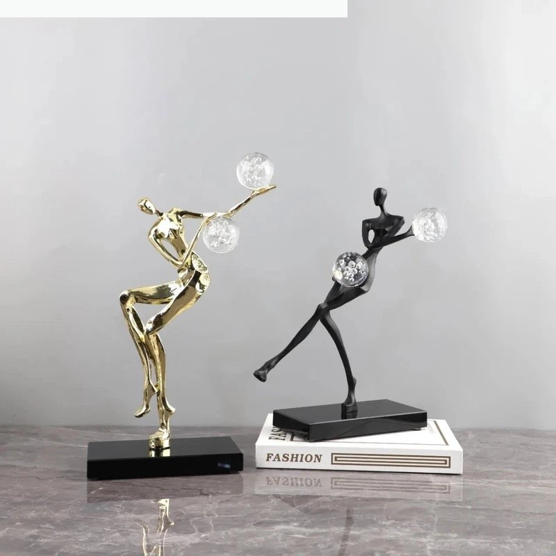 โลหะหัตถกรรม Man เต้นรํา Acrobatic ประติมากรรมผู้หญิงรูปปั้นอุปกรณ์ตกแต่งบ้าน *&&