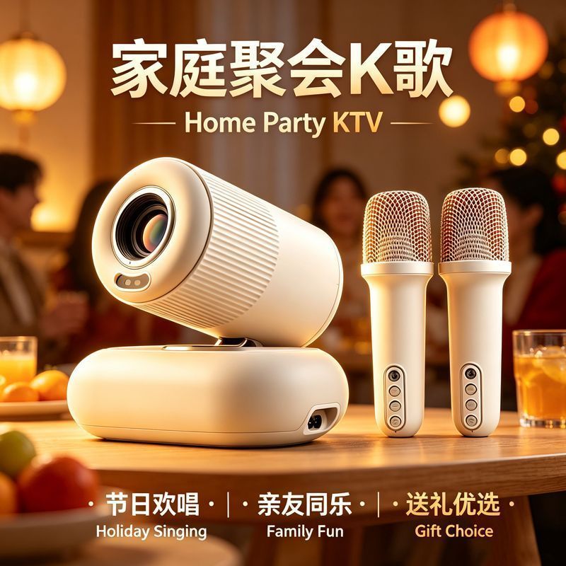 2026 International Version โปรเจคเตอร์โปรเจคเตอร์แสงเลเซอร์แหล่ง 4K HD โฮมเธียเตอร์ KTV โทรศัพท์ 5G
