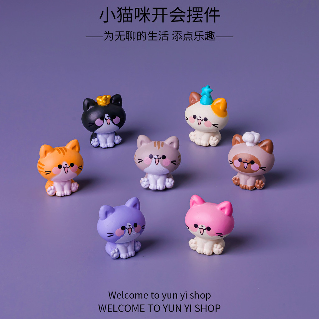 8 ชิ้น Cat Meeting Party 3D เรซิ่น Charms สําหรับ DIY888