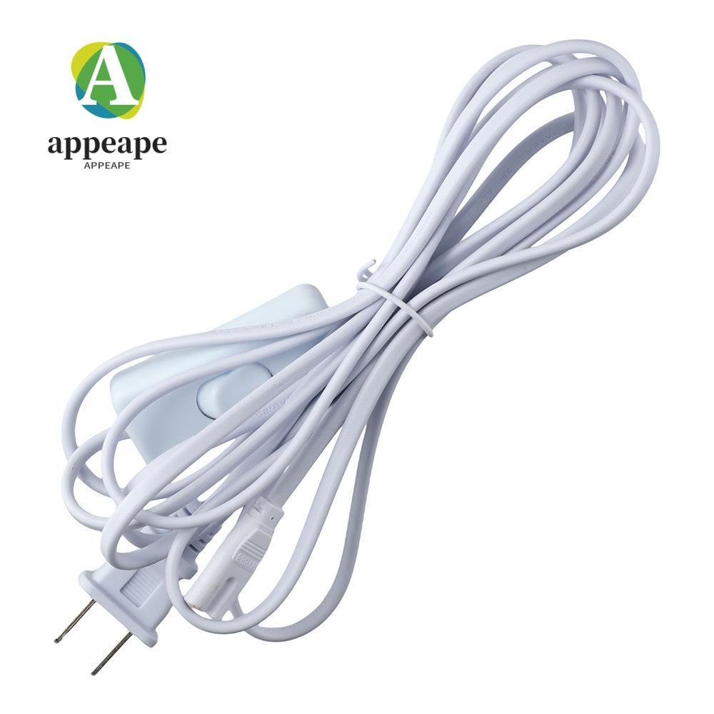 APPEAPE 10ft LED Tube สายไฟ, สีขาว 10ft 3pin T5 T8 สายไฟ LED, ทองแดงแบบพกพาพลาสติก LED Light Fixture