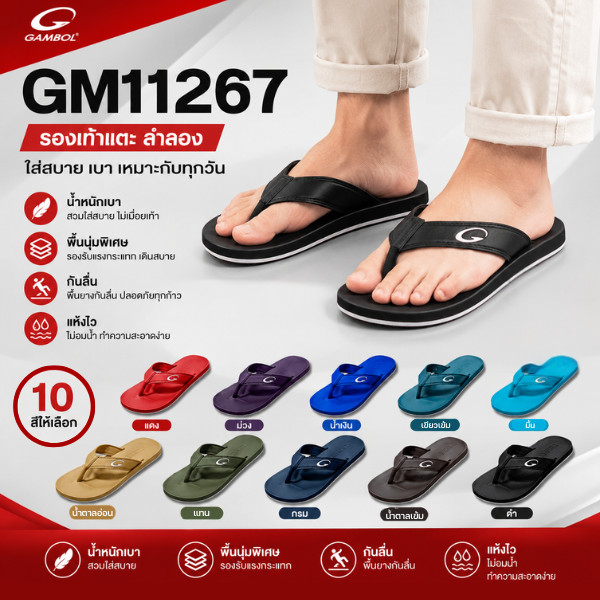 🛵ส่งทันที 2 ชม.🏪💫 Gambol รุ่น GM11267 รองเท้าแตะคีบสุดฮิตตลอดกาล Size 36-46