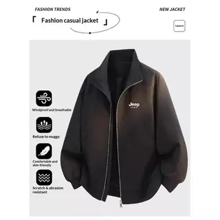 JEEP SPIRIT Men Stand Collar เบสบอล Flight Jacket Casual Windproof Outerwear Top Daily Fashion Coat
