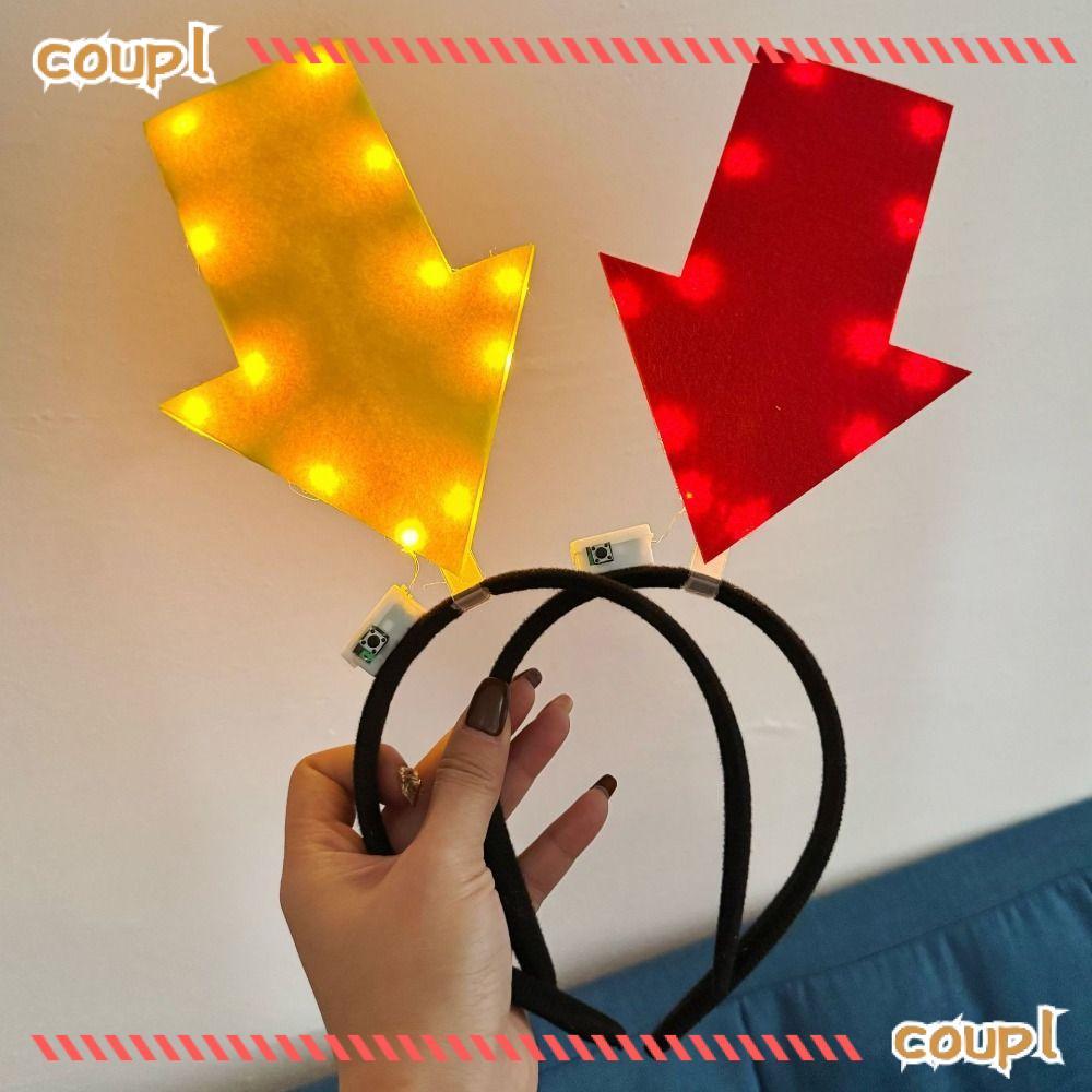 COUPLDW ที่คาดผม LED, แบตเตอรี่ขับเคลื่อนด้วย LED Arrow Light Headband, น้ําหนักเบา Light Up Arrow S