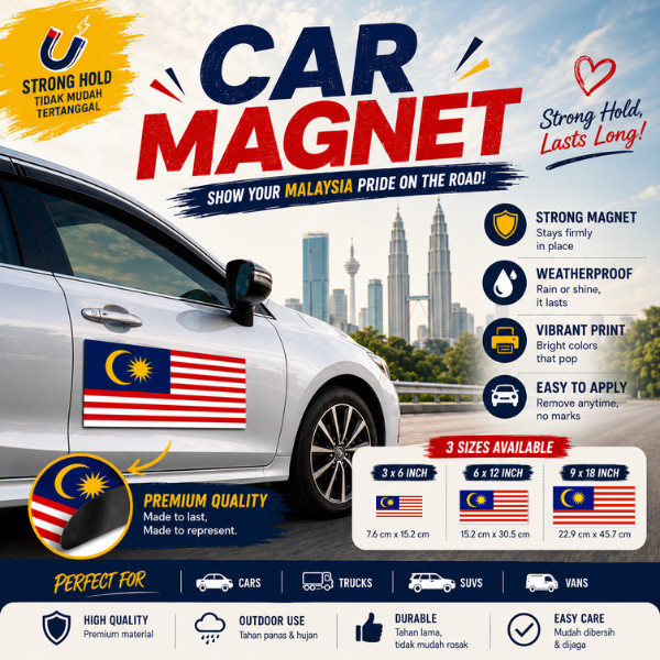 ShopWithJoyMagnetic Flag Bendera Magnet Kereta Magnetic Car Flag 3x6 6x12 9x18 นิ้วแม่เหล็ก