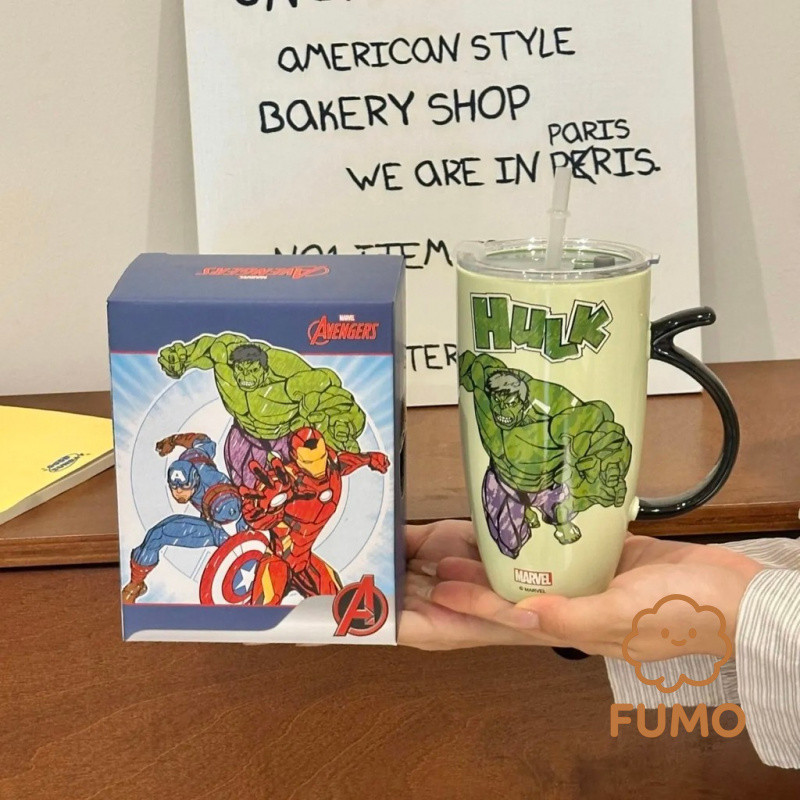 ขายร้อนของแท้ Marvel ถ้วยฟางเซรามิคความจุขนาดใหญ่ Spiderman Cup ของขวัญมูลค่าสูง
