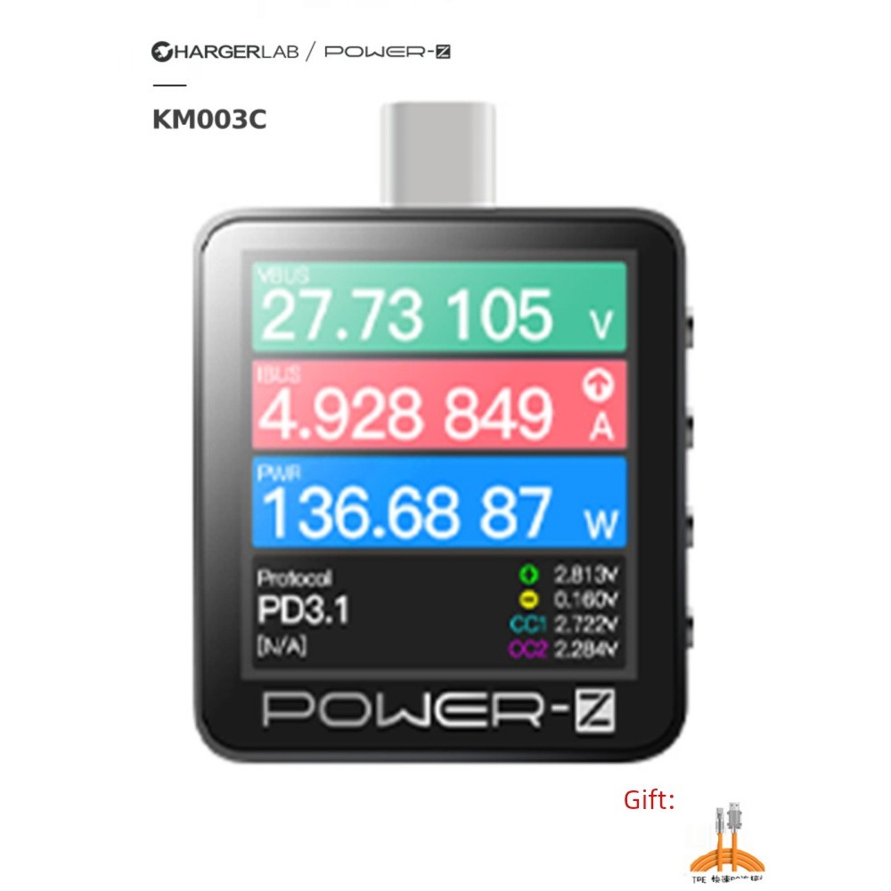 P POWERZ Tester USB Current Voltmeter เครื่องชาร์จโทรศัพท์มือถือ PD Agreement Decoy Detector KM003C