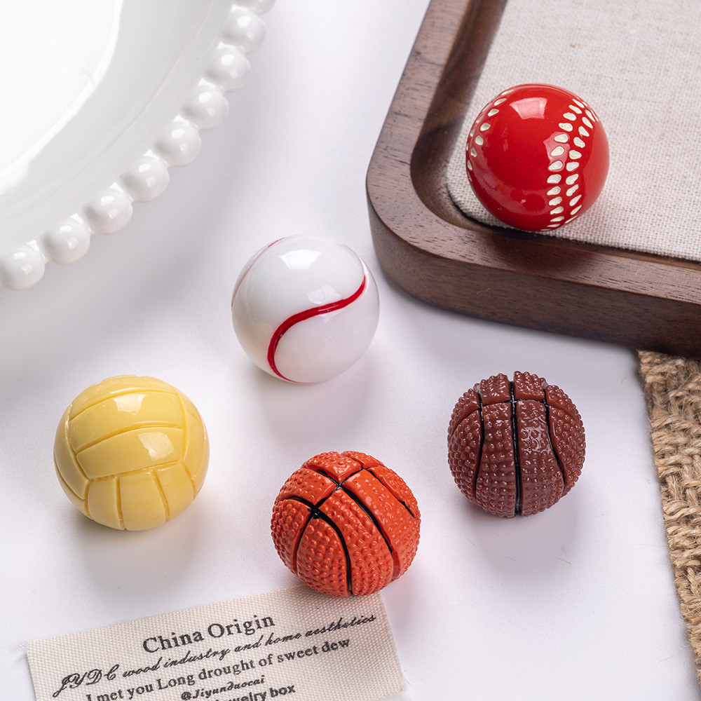6PCS ตะกร้า Ball Sport Ball พร้อมแหวนจี้เรซิ่นสําหรับ DIY (15-21)