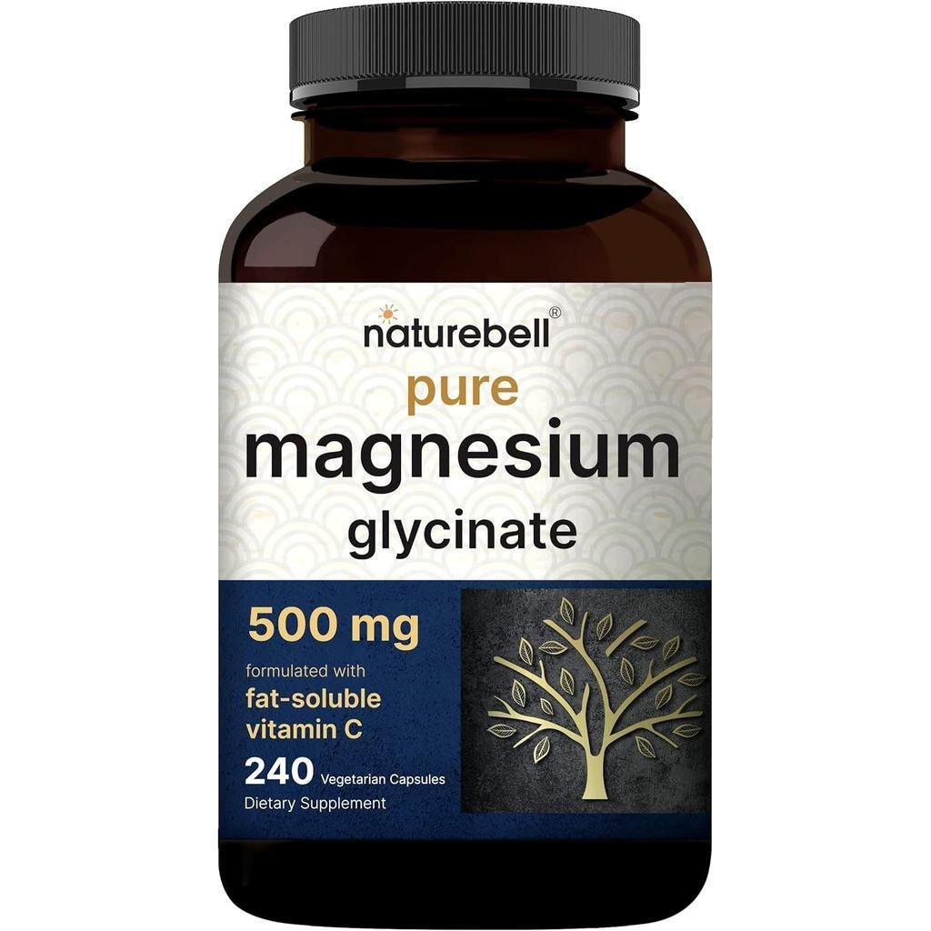 NaturebellPureGlycinate500mg,240VeggieCapsules|100%Chelated&Purified–3rdPartyTested|รองรับความเครียด