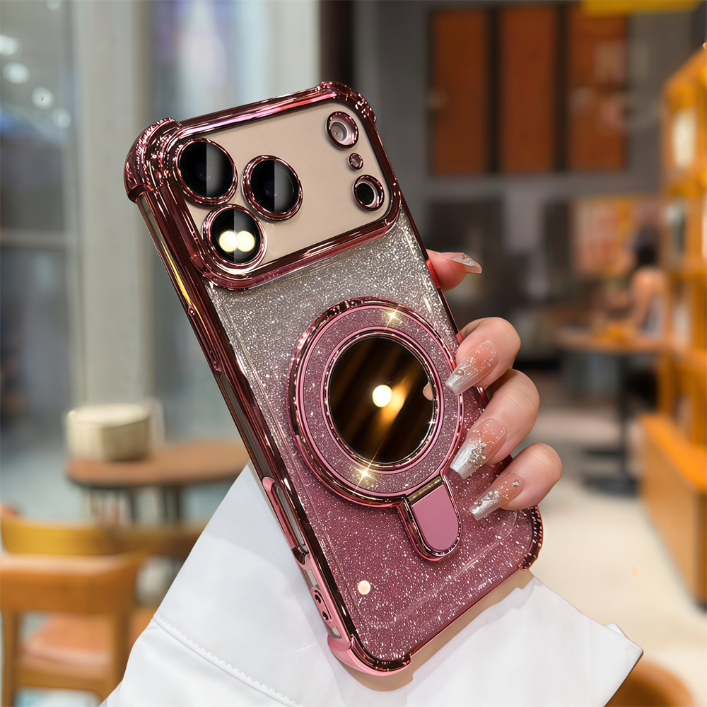 ที่วางกระจกเคสโทรศัพท์สําหรับ iPhone 17 Pro Max 16 13 14 15 Pro Max ป้องกันเลนส์หล่น 2-in-1 เปลือกแข็งเคสป้องกันโทรศัพท์