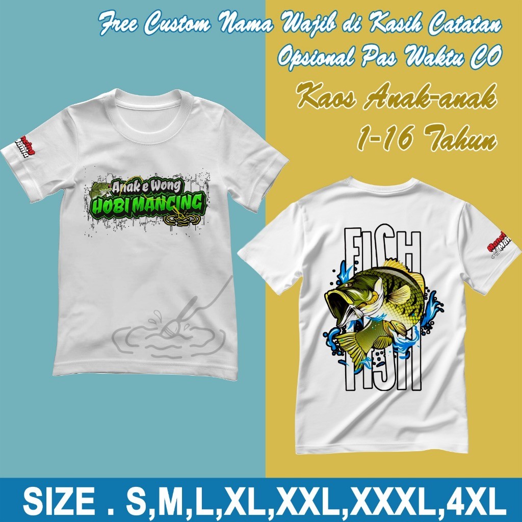 เสื้อยืดเด็กลายเด็ก e Wong Hobby Fishing Mania CAN CUSTOMIZE NAMES Viral Boys and Girls Tops Size S,