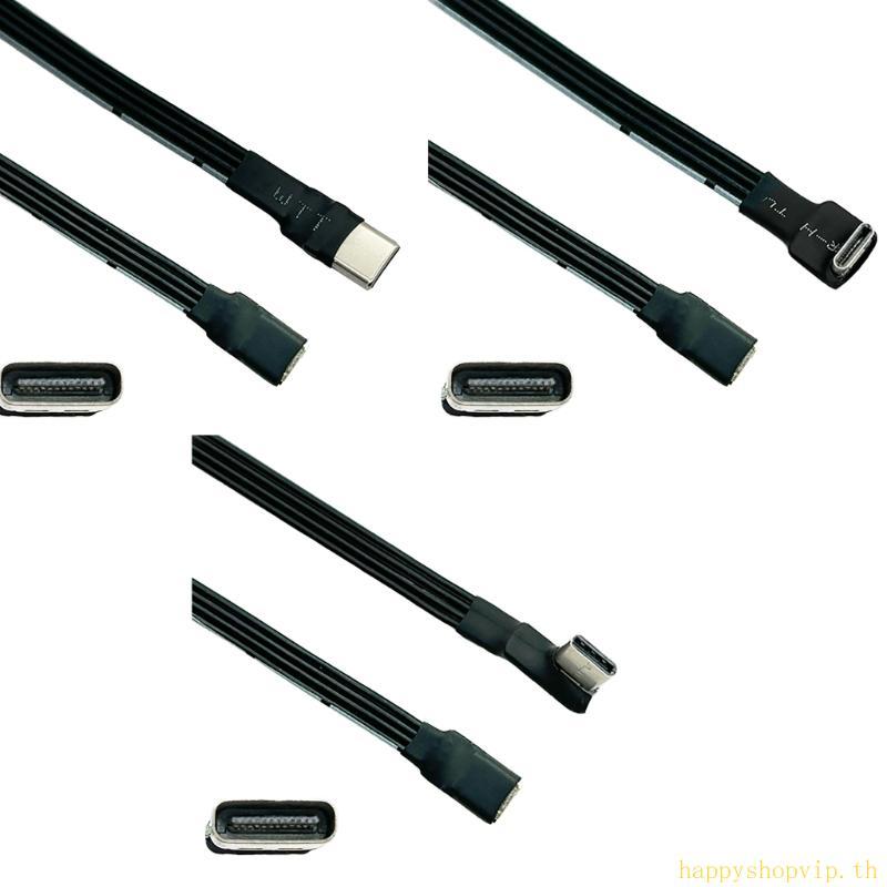 HSV USB C ชายกับ USB C หญิงสายต่อ 90 องศาริบบิ้นแบนสาย USB C