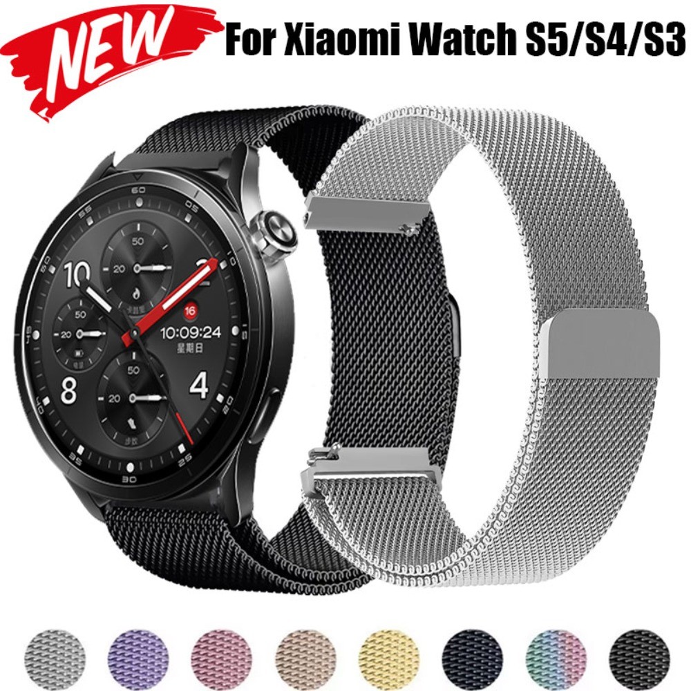 22 มม.สร้อยข้อมือแม่เหล็กสําหรับ Xiaomi Mi นาฬิกา S5 46 มม./S4 47 มม./S3/S2/S1 Pro/สี 2 สายโลหะสําหรับนาฬิกา Xiaomi 2Pro/2/5 สแตนเลส