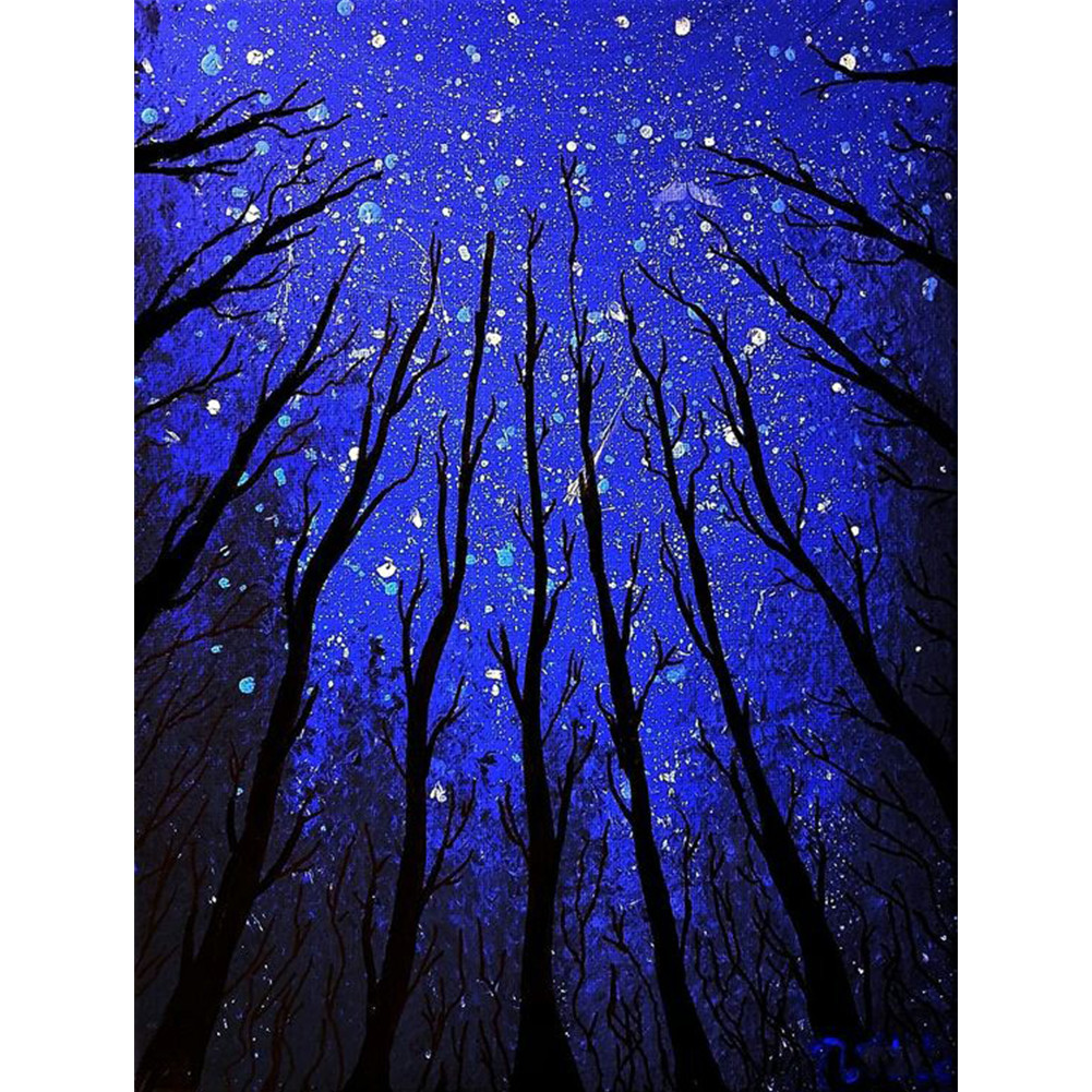 (DB6558) Starry Sky Forest Square Diamond ภาพวาดเพชรเรซิ่น Rhinestone Decor 20X30 ซม.