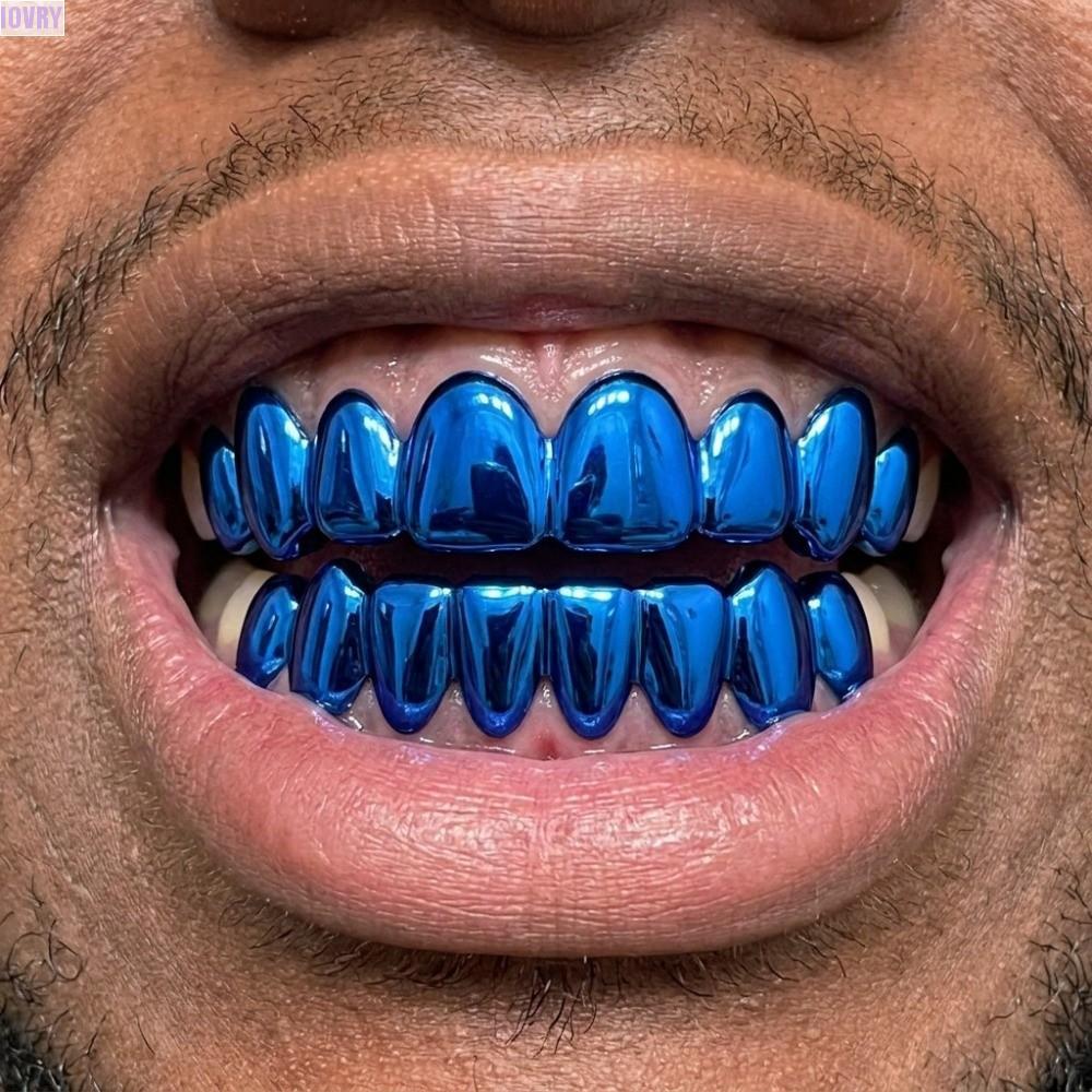 IVORY 2 ชิ้น/เซ็ตฟัน Grillz Caps, เงาเป็นมิตรกับสิ่งแวดล้อมทองแดงฟัน Grillz ชุดด้านล่างด้านบน, เครื่