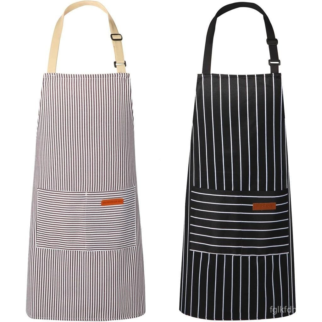2Packaged ผ้ากันเปื้อนครัว,ผ้ากันเปื้อนทําอาหารสองกระเป๋า,ผ้ากันเปื้อนเชฟสายคล้องคอปรับได้Unisex RML