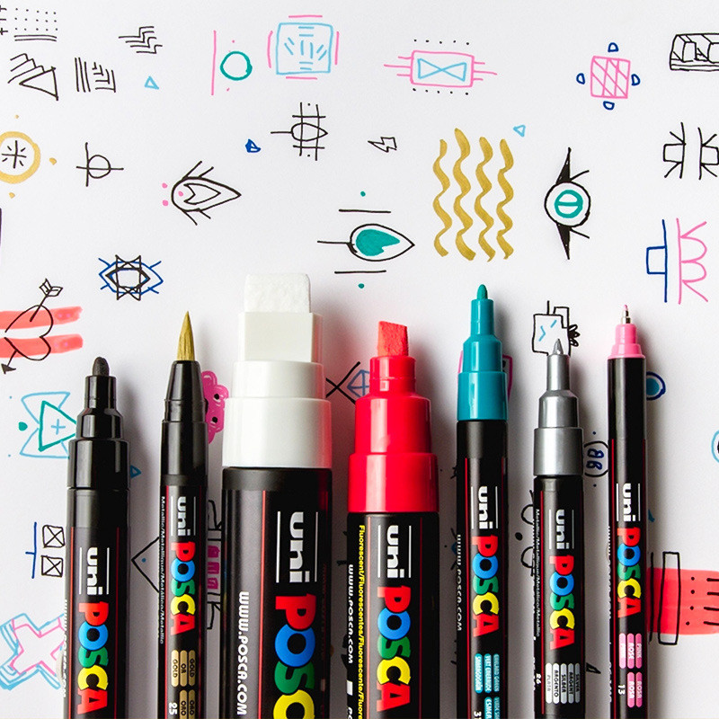ขายร้อน~ญี่ปุ่น uni Mitsubishi PC-8K ชุดเครื่องหมายอะคริลิค POSCA Series 8 สีน้ําจํานวนมากติดต่อฝ่าย
