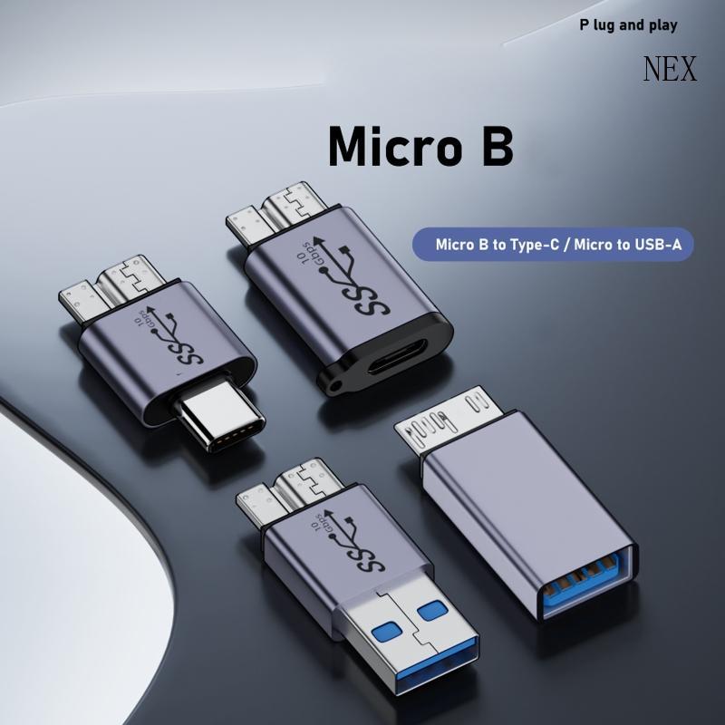 NEX อลูมิเนียมอัลลอยด์ Type C USB 3 0 ถึง MicroB Converter 10Gbps Data Sync สายชาร์จ