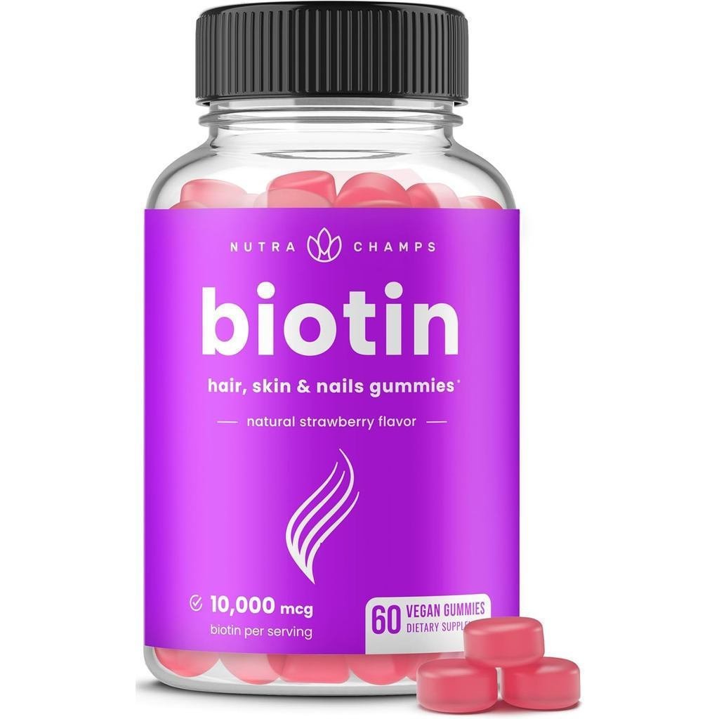 NutraChampsBiotinGummies10000mcg[]forHealthyHair,&NailsVitaminsforWomen,Men&Kids-5000mcginEachHairVi