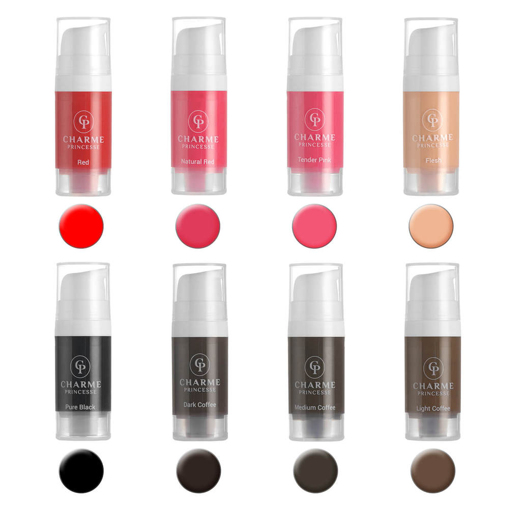 สติกมา 10มล(1/3ออนซ์) 8สีพรีเมี่ยมสักหมึกกันน้ําติดทนนานลิปคิ้วอายไลเนอร์มืออาชีพสักจิตรกรรมอุปกรณ์