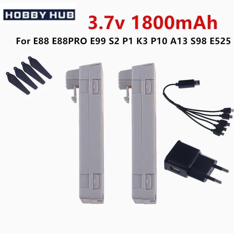 3.7V Drone แบตเตอรี่อุปกรณ์เสริม 1800mAh สําหรับ E88 E88 PRO E99 PRO E525PRO Mini Uav Drone แบตเตอรี