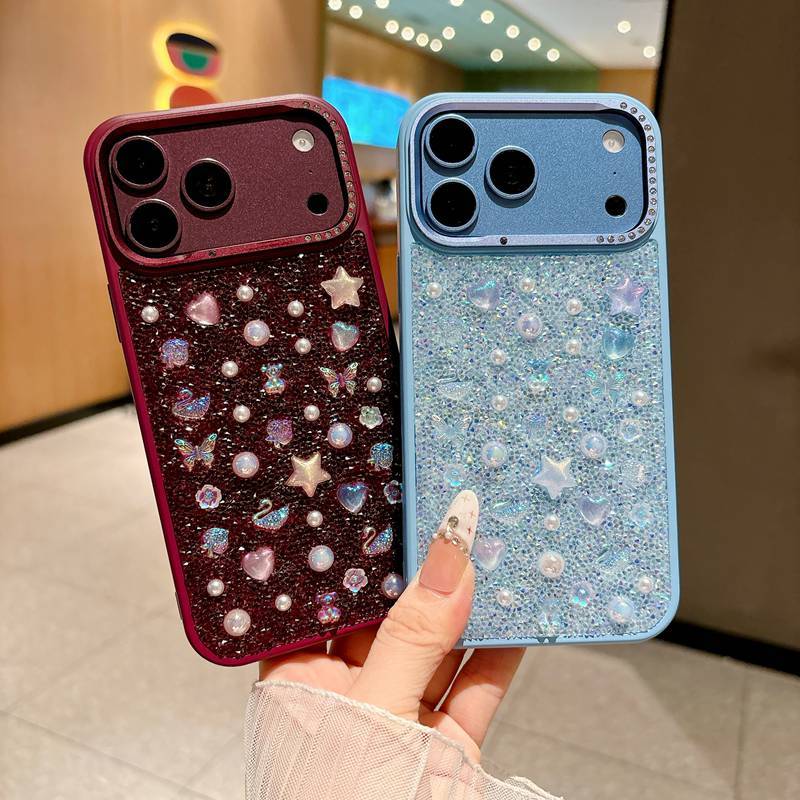2026 สีใหม่สําหรับ iPhone 18 Pro Max 13 14 15 16 17 Pro Max 18 Pro rhinestone pearl Case