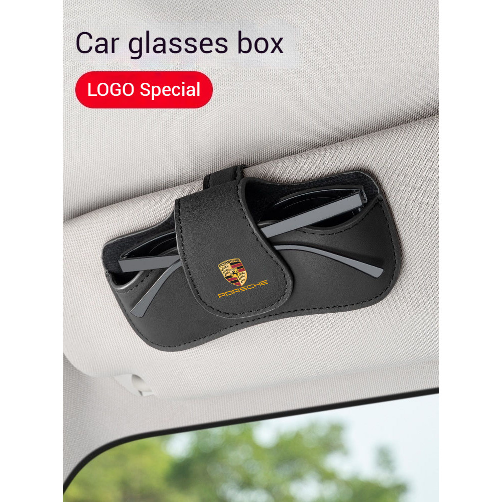 รถ PU หนังแว่นตากล่องแว่นตาคลิปสําหรับ Porsche Panamera Macan Taycan Cayman 718 911