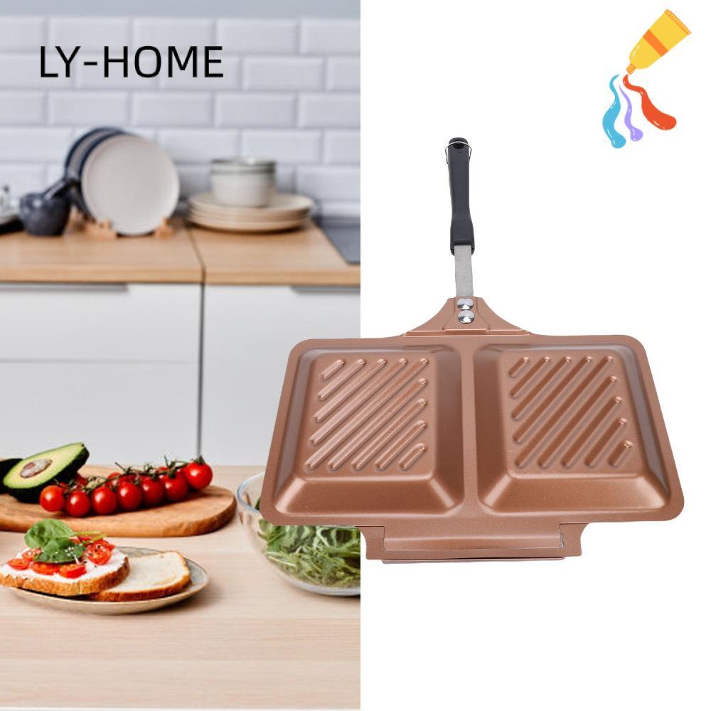 LIAOYING Panini Maker Pan, Square Double Sided Grill Sandwich Maker, อเนกประสงค์พร้อมที่จับ Non Stic