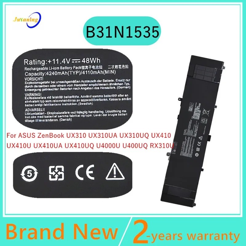 B31N1535 แบตเตอรี่แล็ปท็อปสําหรับ Asus ZenBook U400UQ UX410 UX310UA UX310UQ UX410UA RX410U UX410U U4