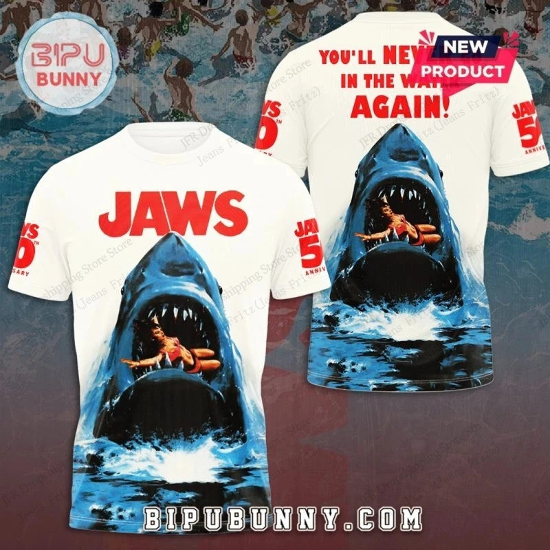 3D Printed T-Shirts with Shark Designs from the Movie Jaws for Men, Women, Fashion, Shark Print T-Sh