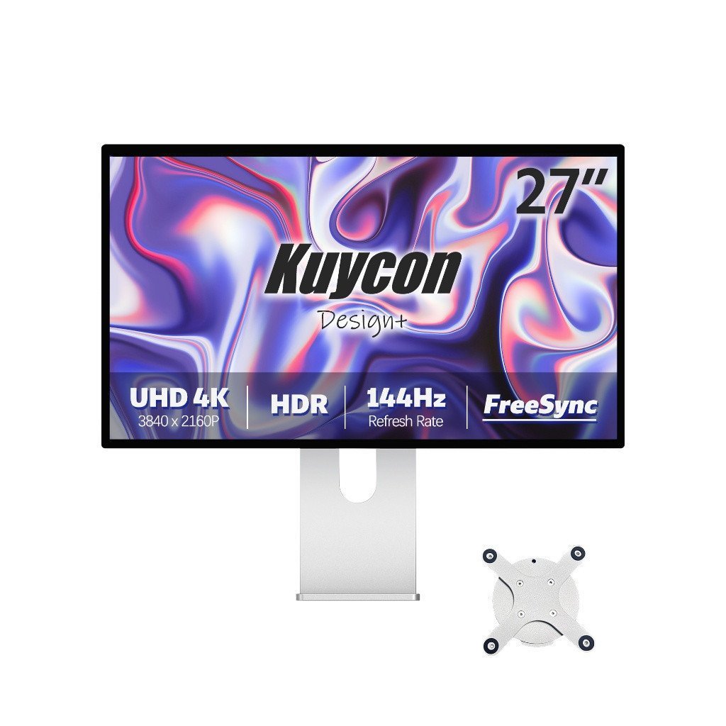 Kuycon P27D Monitor 27 นิ้ว 4K UHD 144Hz กรอบอลูมิเนียม IPS แผง Anti-Glare Type-C สําหรับ Mac Gaming