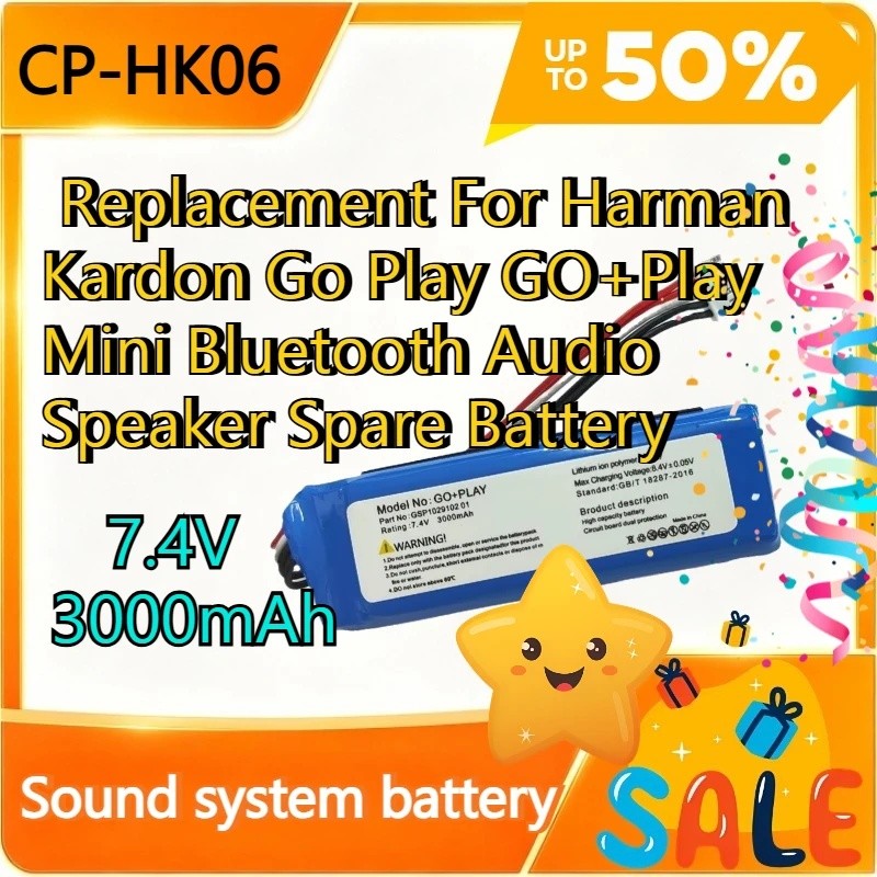 CP-HK06 3000mAh 7.4V แบตเตอรี่ทดแทนสําหรับ Harman Kardon Go Play GO + Play Mini Bluetooth Audio ลําโ