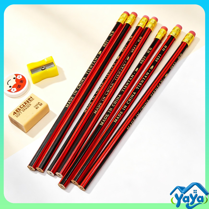 ดินสอไม้ HB แบบคลาสสิก ยาว 18 ซม. มี 2 สี แดง‑ดำ มาตรฐานสากล เครื่องเขียนสำนักงาน 20 ด้าม