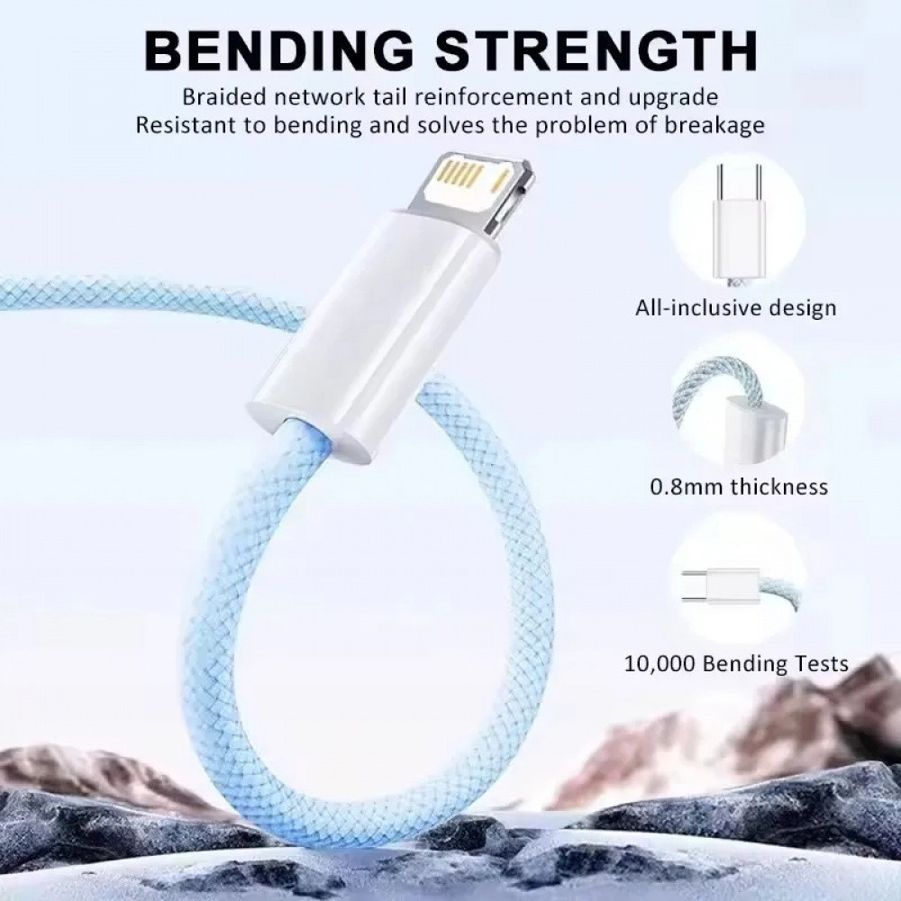 ไนลอนถัก iPhone สายชาร์จ Fast Charger สายไฟ Data Sync Wire สําหรับ iPhone 1m/1.5m/2m