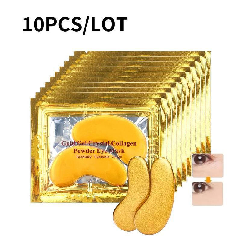 มาส์กตาคอลลาเจน 24k โกลด์ 10 คู่ เติมความชุ่มชื้น ดูแลผิวรอบดวงตา สําหรับผู้หญิงและผู้ชาย