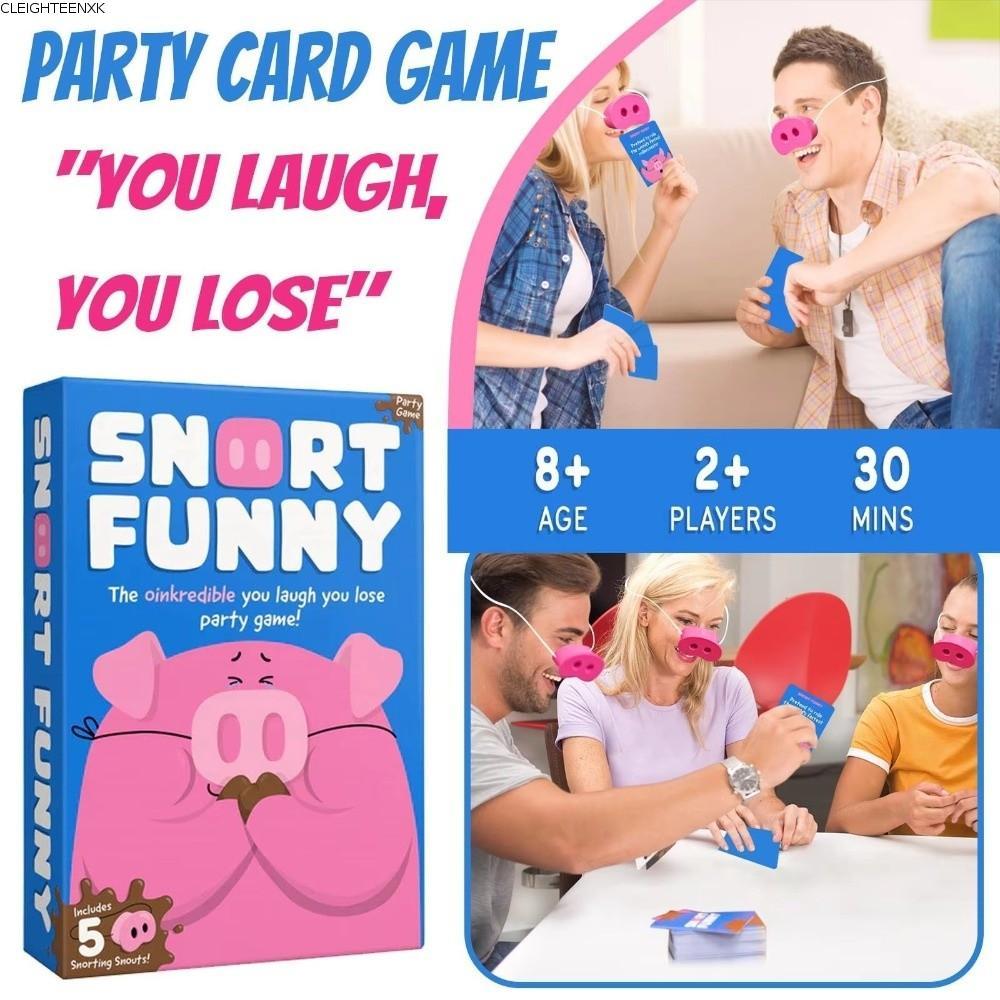 CLEIGHTEEN8H You Laugh You Los Party Game, Challenge Cards Creative Fun Snorts Board Game, 5 Toy Pig