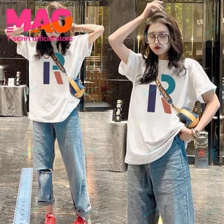 COD✅ (จัดส่งในกรุงเทพฯ) MAO Shop เสื้อยืด oversize ลายน่ารัก ผ้าคอตตอน เสื้อยืดแขนสั้นลายการ์ตูนน่ารักหลวม #52566
