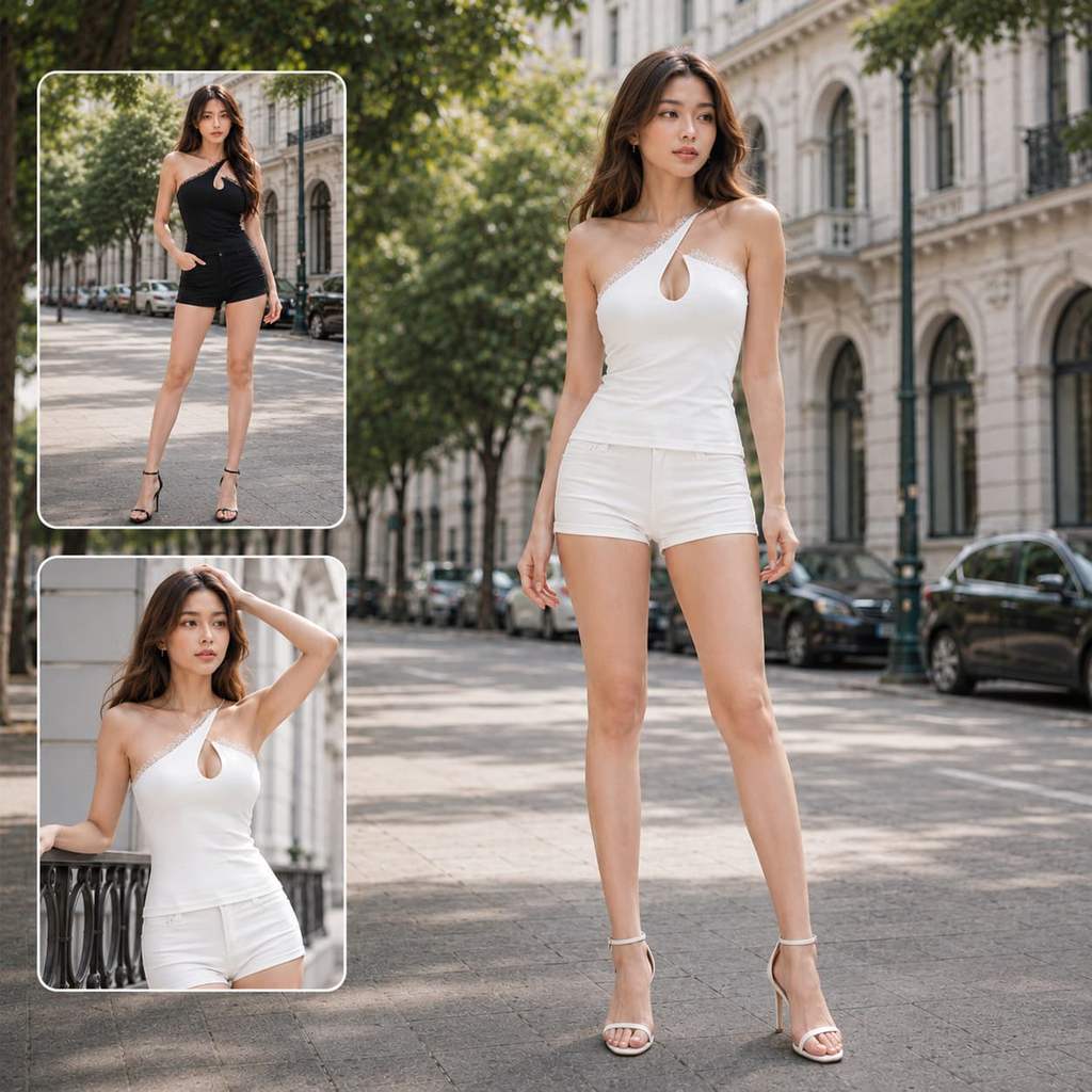 บอดี้สูทสายเดี่ยวไหล่เฉียงแต่งลูกไม้ฉลุสำหรับผู้หญิง ดีไซน์เปิดหลัง เซ็กซี่ ทรงเข้ารูป แมตช์ง่าย ลุคสาวแซ่บ