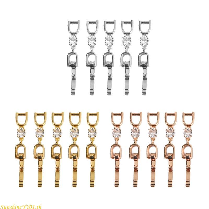 SUN 5 ชิ้นชุดเครื่องประดับโครงการสร้อยคอ Clasp สําหรับสร้อยข้อมือ Rhinestone Extender ปิดโซ่ตัวเชื่อ